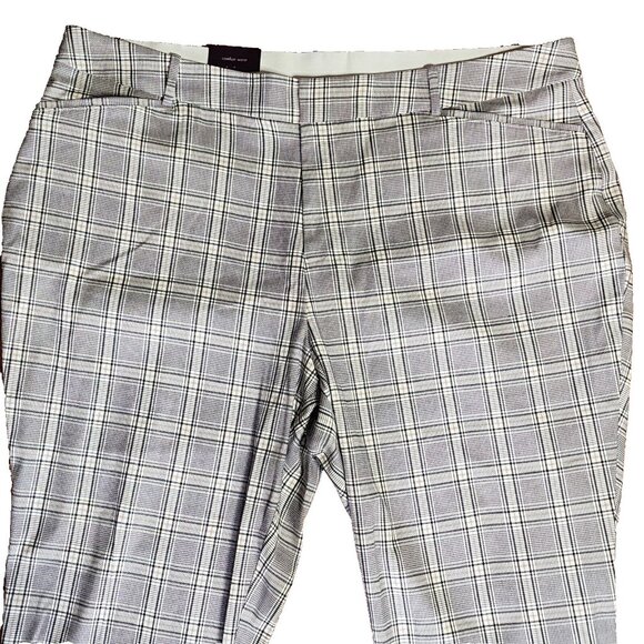 NWT AVA & VIV Black White Plaid High Rise Ankle Pants Womens Plus Size 26 - Picture 2 of 6